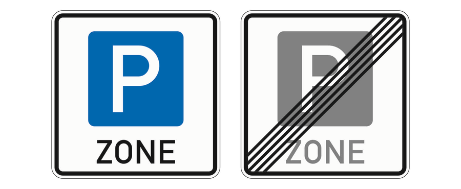 Beginn und Ende einer Parkraumbewirtschaftungszone