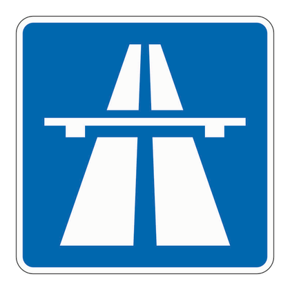 Das offizielle blaue Zeichen Autobahn mit weißem Autobahnsymbol