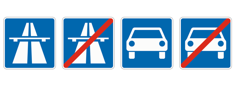 Autobahnzeichen und Endzeichen sowie Kraftfahrstraßenzeichen und Endzeichen