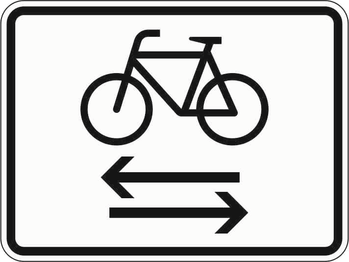 Verkehrszeichen: Radverkehr kreuzt von links und rechts oder Radverkehr ist in der Gegenrichtung zugelassen