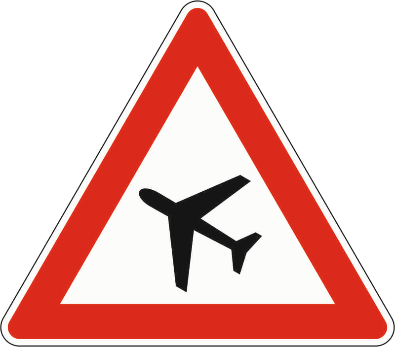 Verkehrszeichen: Flugbetrieb - Aufstellung rechts