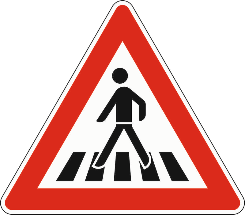 Verkehrszeichen: Fußgängerüberweg - Aufstellung rechts