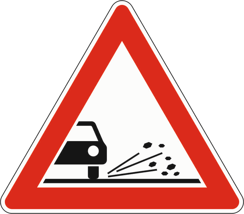 Verkehrszeichen: Splitt, Schotter