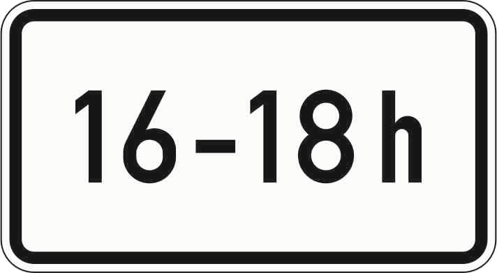 Verkehrszeichen: Zeitliche Beschränkung (16 - 18 h)