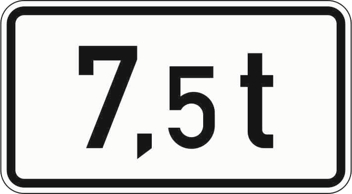 Verkehrszeichen: Massenangabe - 7,5 t