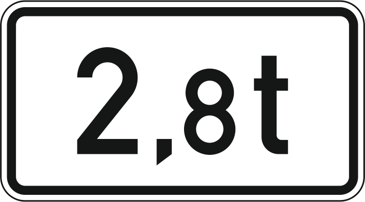 Verkehrszeichen: Massenangabe - 2,8 t