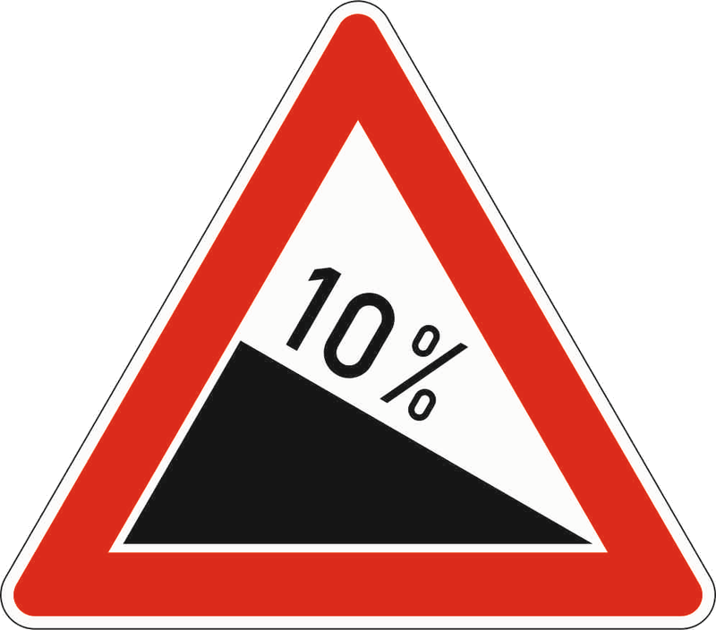 Verkehrszeichen: Gefälle 10%