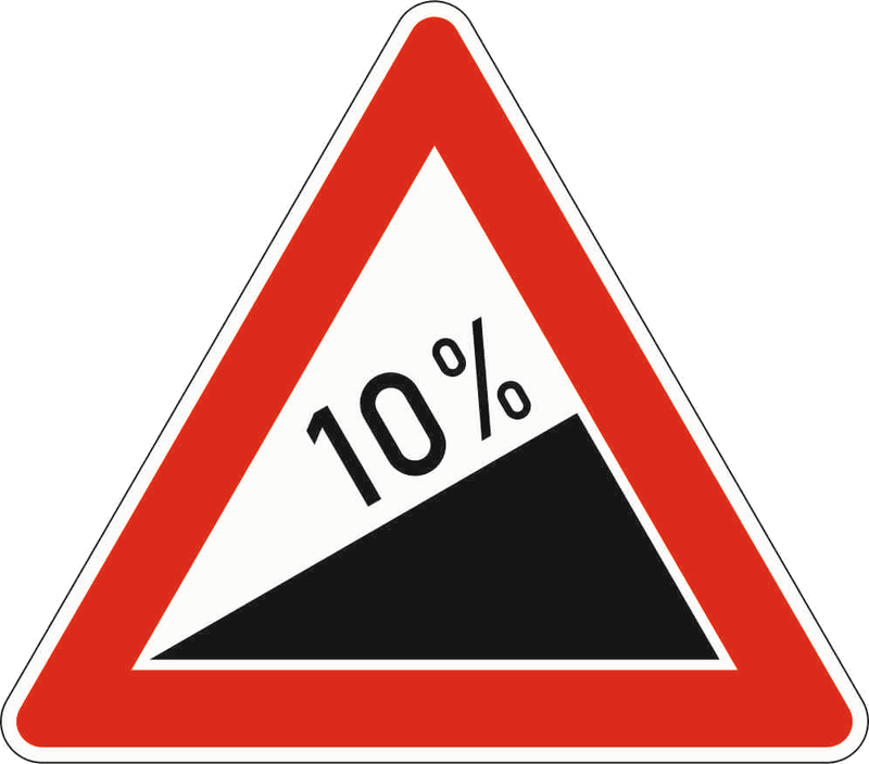 Verkehrszeichen: Steigung 10%