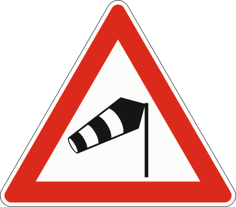 Verkehrszeichen: Seitenwind von rechts