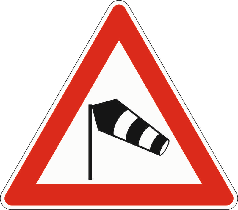 Verkehrszeichen: Seitenwind von links