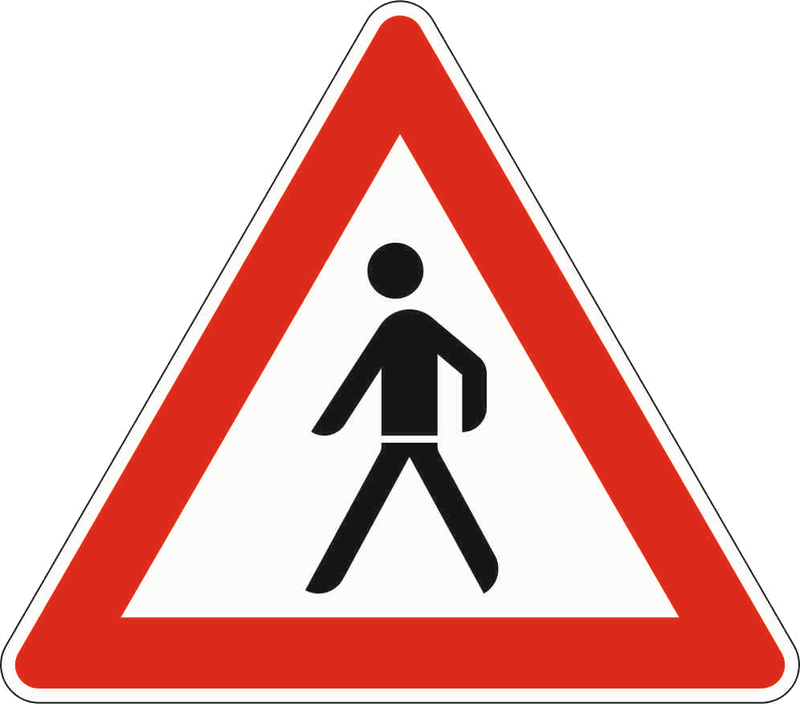 Verkehrszeichen: Fußgänger - Aufstellung rechts