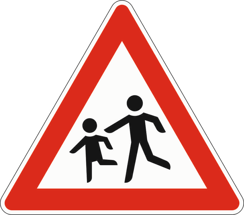 Verkehrszeichen: Kinder - Aufstellung rechts