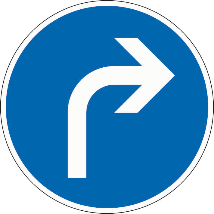Verkehrszeichen: Vorgeschriebene Fahrtrichtung - rechts
