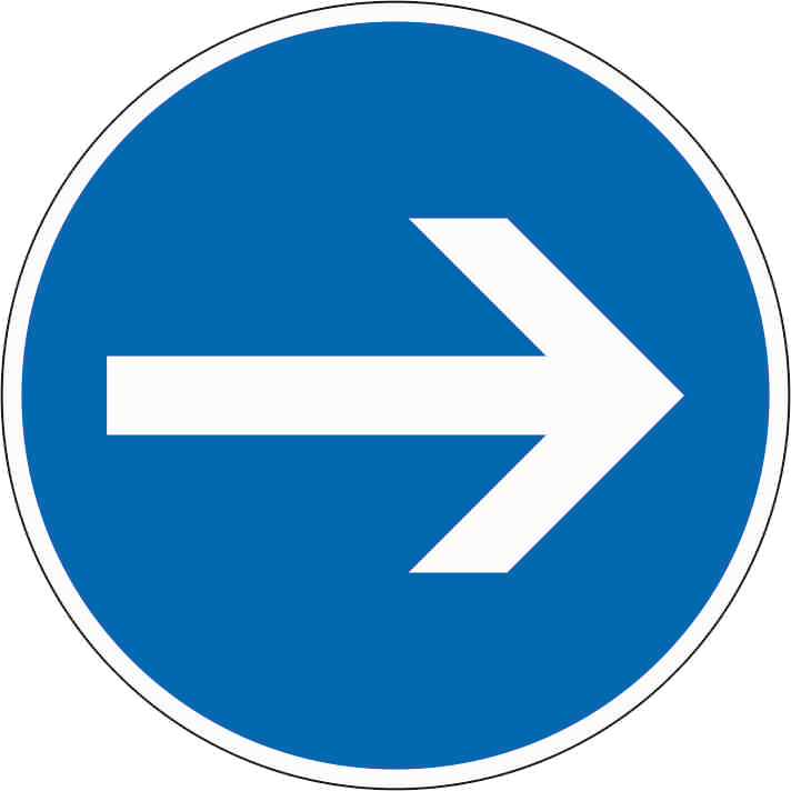 Verkehrszeichen: Vorgeschriebene Fahrtrichtung - hier rechts