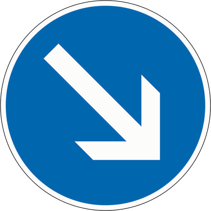 Verkehrszeichen: Vorgeschriebene Vorbeifahrt - rechts vorbei