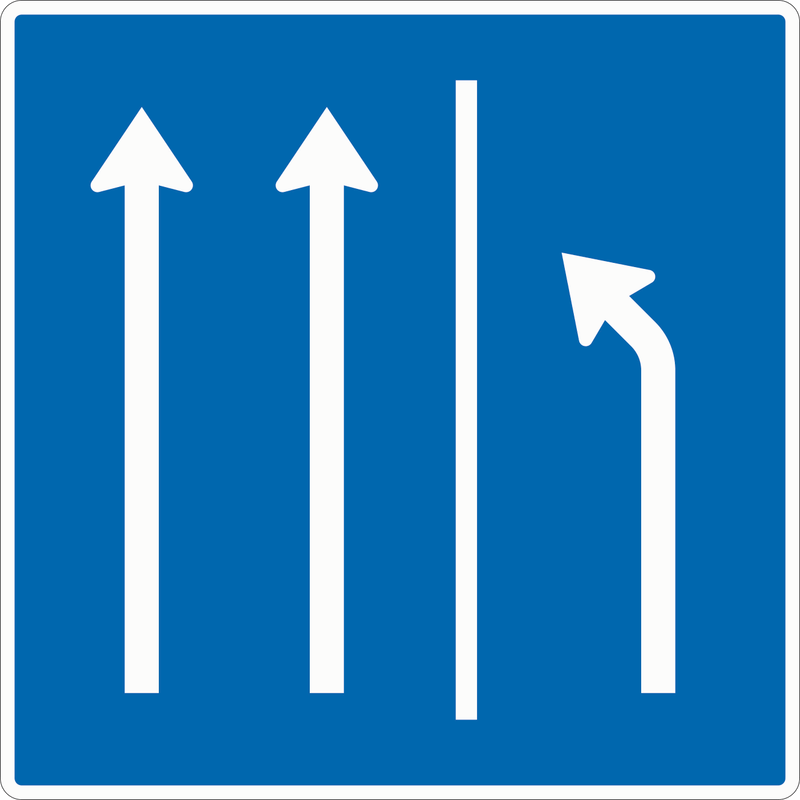 Verkehrszeichen: Seitenstreifen räumen - 2 Fahrstreifen + Seitenstreifen