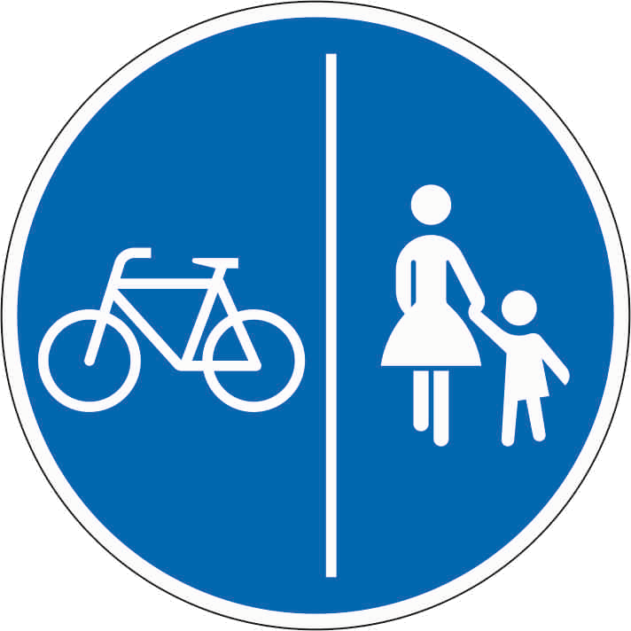 Verkehrszeichen: Getrennter Rad- und Gehweg - Radweg links