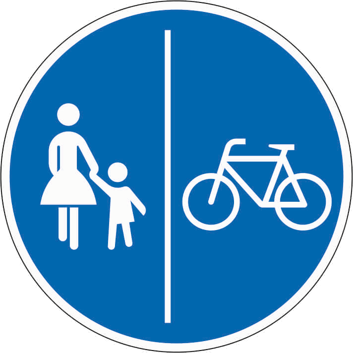 Verkehrszeichen: Getrennter Rad- und Gehweg - Radweg rechts