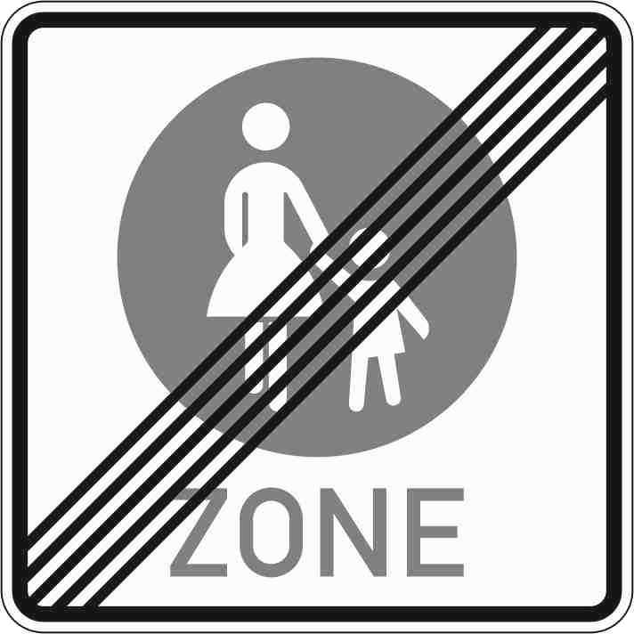 Verkehrszeichen: Ende einer Fußgängerzone