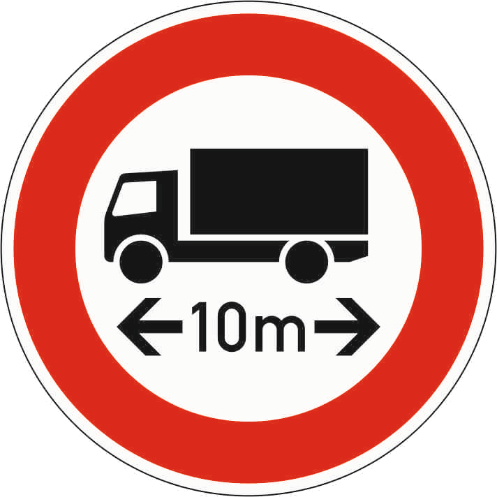 Verkehrszeichen: Tatsächliche Länge (Unternummer steht jeweils für den Zahlenwert)
