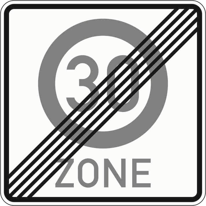 Verkehrszeichen: Ende einer Tempo 30-Zone