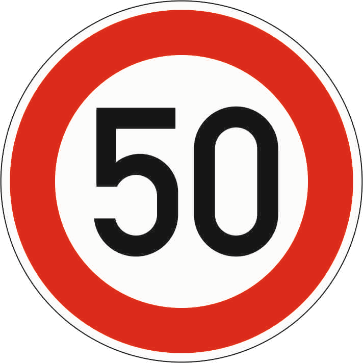 Verkehrszeichen: Zulässige Höchstgeschwindigkeit 50 km/h