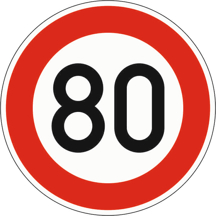 Verkehrszeichen: Zulässige Höchstgeschwindigkeit 80 km/h