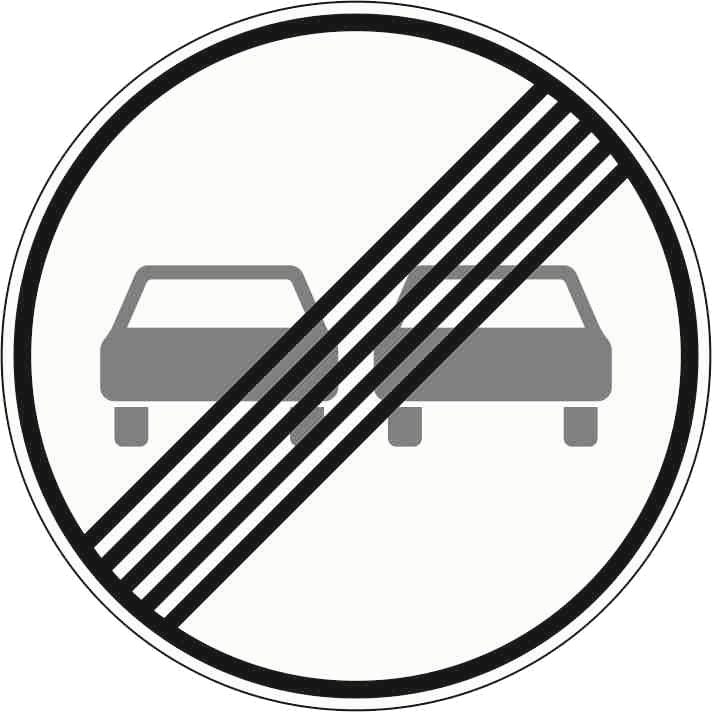 Verkehrszeichen: Ende des Überholverbots für Kraftfahrzeuge aller Art
