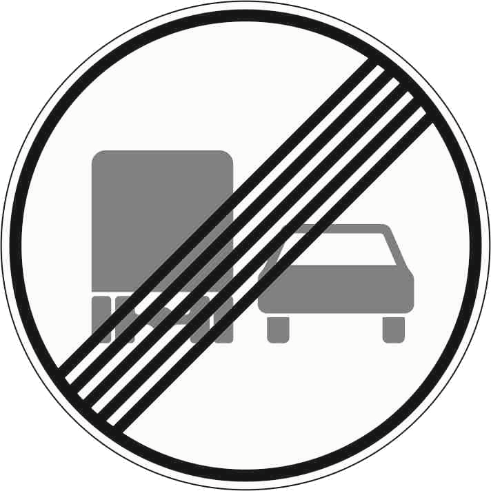 Verkehrszeichen: Ende des Überholverbots für Kraftfahrzeuge über 3,5 t