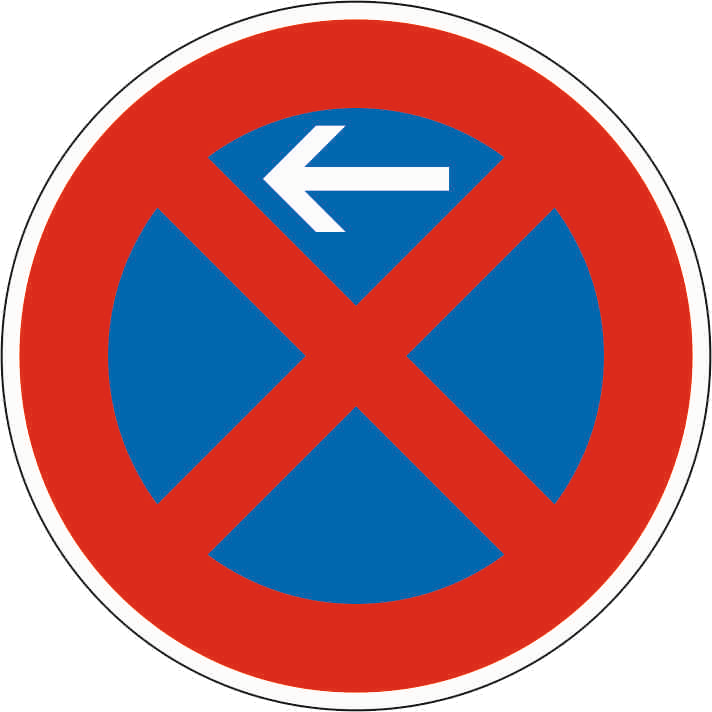 Verkehrszeichen: Absolutes Haltverbot - Anfang - Aufstellung rechts