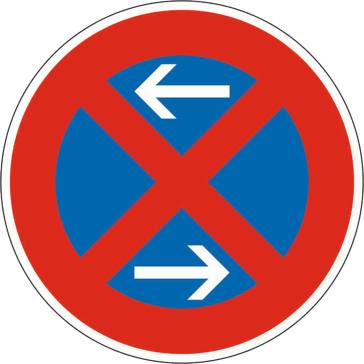 Verkehrszeichen: Absolutes Haltverbot - Mitte - Aufstellung rechts