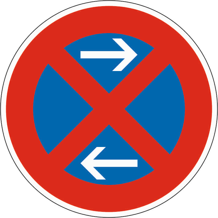 Verkehrszeichen: Absolutes Haltverbot - Mitte - Aufstellung links