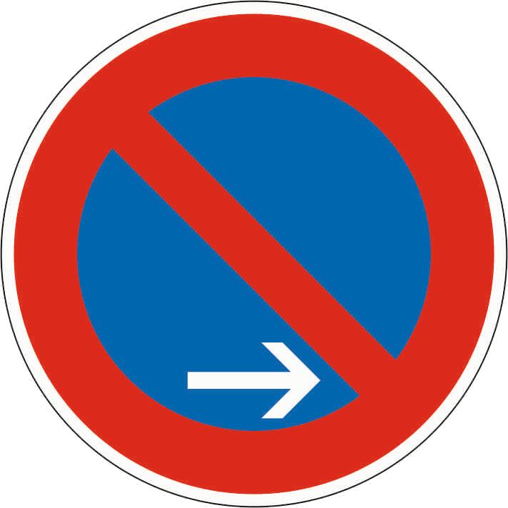 Verkehrszeichen: Eingeschränktes Haltverbot - Ende - Aufstellung rechts