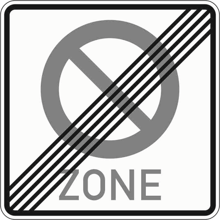 Verkehrszeichen: Ende eines eingeschränkten Haltverbotes für eine Zone