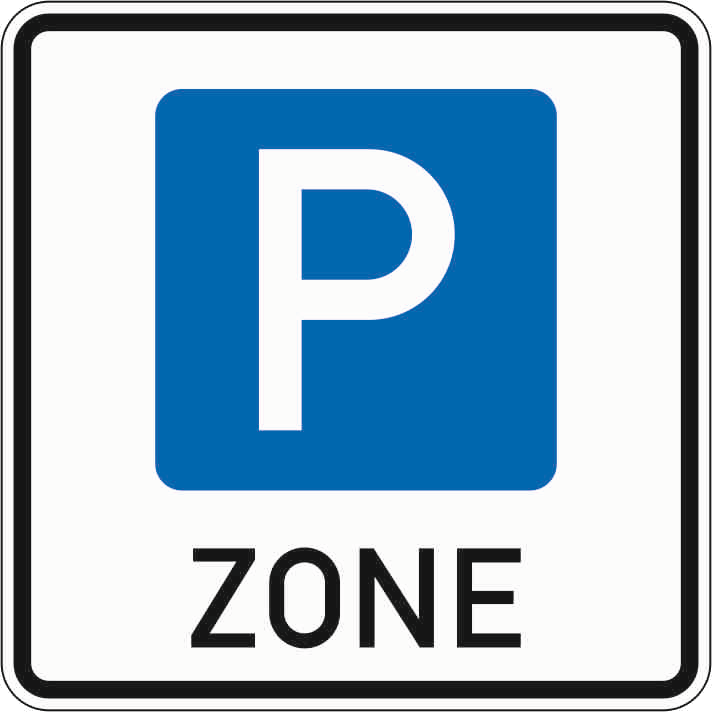 Verkehrszeichen: Beginn einer Parkraumbewirtschaftungszone