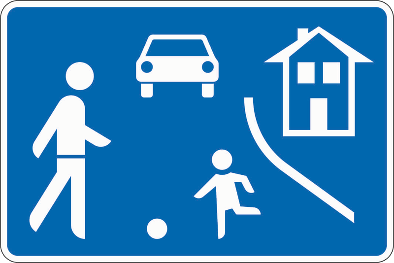 Verkehrszeichen: Beginn eines verkehrsberuhigten Bereichs