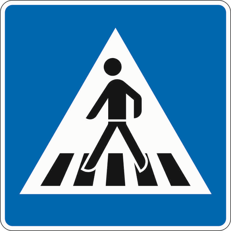 Verkehrszeichen: Fußgängerüberweg - Aufstellung rechts