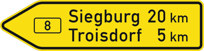Verkehrszeichen: Pfeilwegweiser auf Bundesstraßen - linksweisend