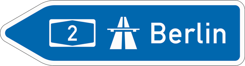 Verkehrszeichen: Pfeilwegweiser zur Autobahn - linksweisend