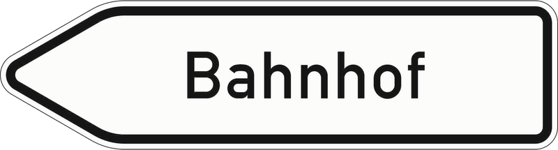Verkehrszeichen: Pfeilwegweiser zu Zielen mit erheblicher Verkehrsbedeutung - linksweisend