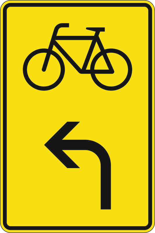 Verkehrszeichen: Radverkehr - linksweisend