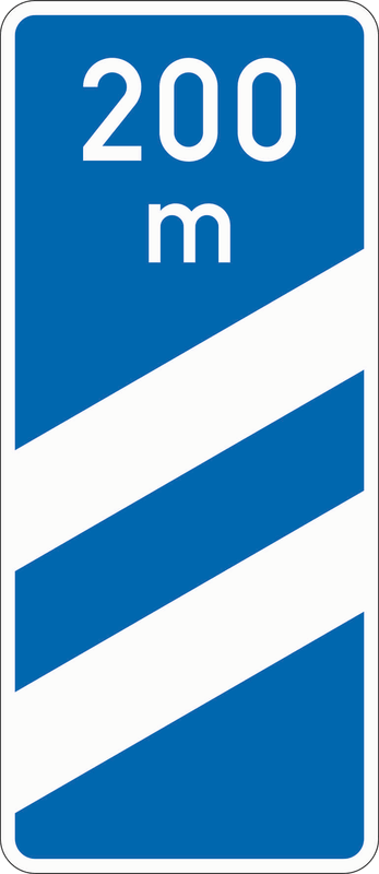 Verkehrszeichen: Ankündigungsbake - zweistreifig (200 m)