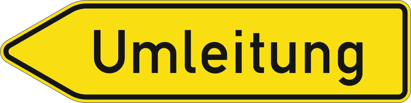Verkehrszeichen: Umleitungswegweiser - linksweisend